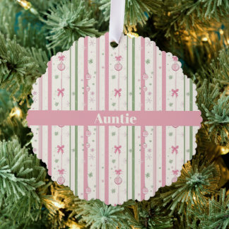 Personalized Pink Coquette Auntie Holiday オーナメントカード