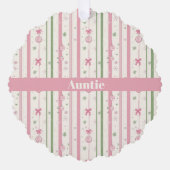 Personalized Pink Coquette Auntie Holiday オーナメントカード (正面)