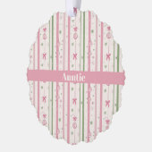 Personalized Pink Coquette Auntie Holiday オーナメントカード (左)