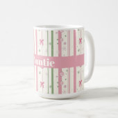Personalized Pink Coquette Auntie Holiday コーヒーマグカップ (正面右)