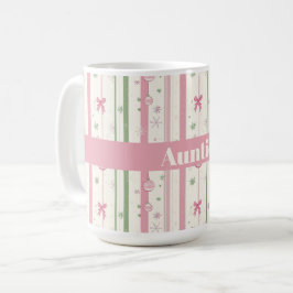 Personalized Pink Coquette Auntie Holiday コーヒーマグカップ