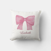 Personalized Pink Coquette Bow Luxury Throw Pillow クッション (正面)