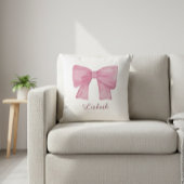 Personalized Pink Coquette Bow Luxury Throw Pillow クッション