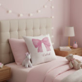 Personalized Pink Coquette Bow Luxury Throw Pillow クッション
