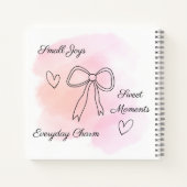 Personalized Pink Coquette Bow Notebook Sketchbook ノートブック (裏面)