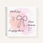 Personalized Pink Coquette Bow Notebook Sketchbook ノートブック (正面)