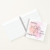 Personalized Pink Coquette Bow Notebook Sketchbook ノートブック (内部)