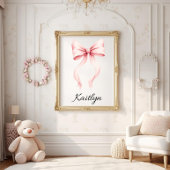 Personalized Pink Coquette Bow Nursery Wall Art  ポスター