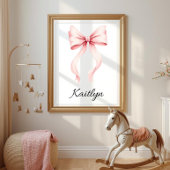 Personalized Pink Coquette Bow Nursery Wall Art  ポスター