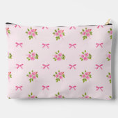 Personalized Pink Coquette Girly Bow Floral Name アクセサリーポーチ (裏面)