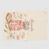Personalized Pink Coquette Golf Monogram ゴルフタオル (横)