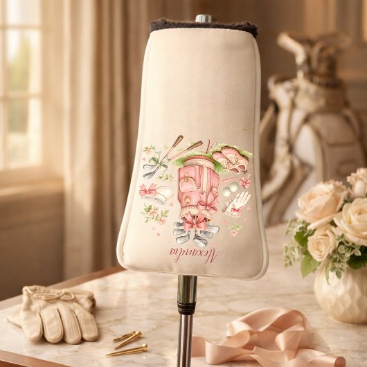 Personalized Pink Coquette Golf Monogram ゴルフヘッドカバー