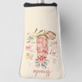 Personalized Pink Coquette Golf Monogram ゴルフヘッドカバー (回転90)