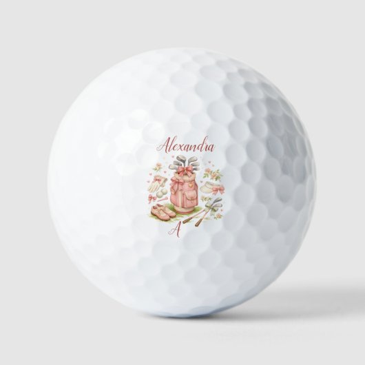 Personalized Pink Coquette Golf Monogram ゴルフボール (正面)