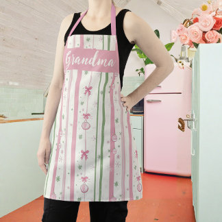 Personalized Pink Coquette Grandma エプロン