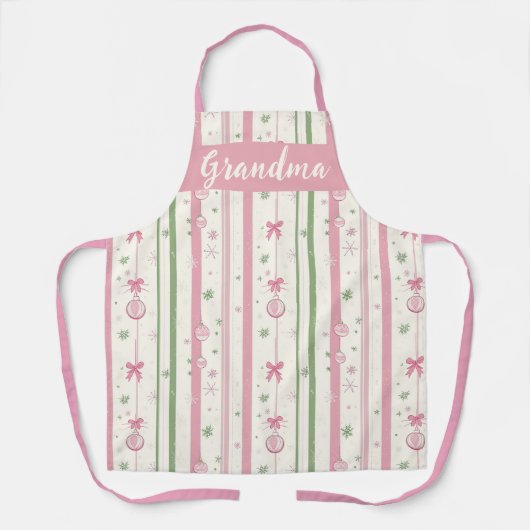 Personalized Pink Coquette Grandma エプロン (正面)