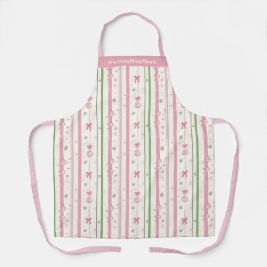 Personalized Pink Coquette Holiday Era エプロン (正面)