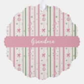 Personalized Pink Coquette Mom Holiday オーナメントカード (裏面)