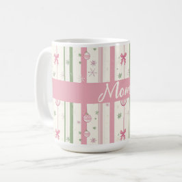 Personalized Pink Coquette Mom Holiday コーヒーマグカップ
