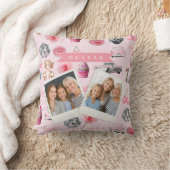 Personalized Pink Coquette Retro Cute Teddy Bear クッション (ブランケット)