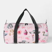 Personalized Pink Coquette Retro Cute Teddy Bear  ダッフルバッグ (裏面)