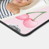 Personalized Pink Coquette Retro Cute Teddy Bear  デスクマット (コーナー)