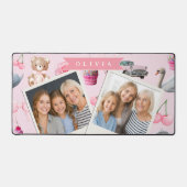 Personalized Pink Coquette Retro Cute Teddy Bear  デスクマット (正面)