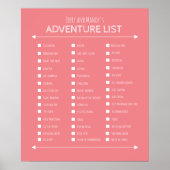 Personalized pink couple's adventure list poster ポスター (正面)