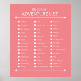 Personalized pink couple's adventure list poster ポスター