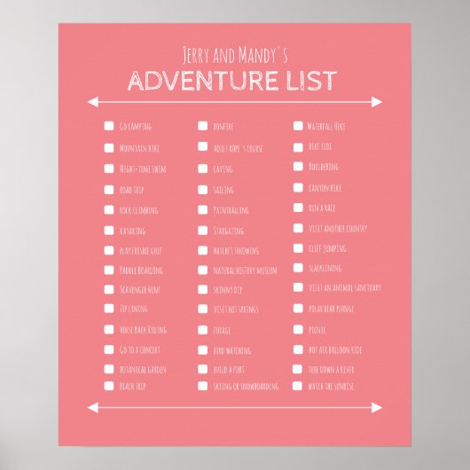 Personalized pink couple's adventure list poster ポスター (正面)