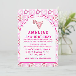 Personalized Pink Cowgirl Birthday Party  招待状