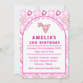 Personalized Pink Cowgirl Birthday Party 招待状 (正面)