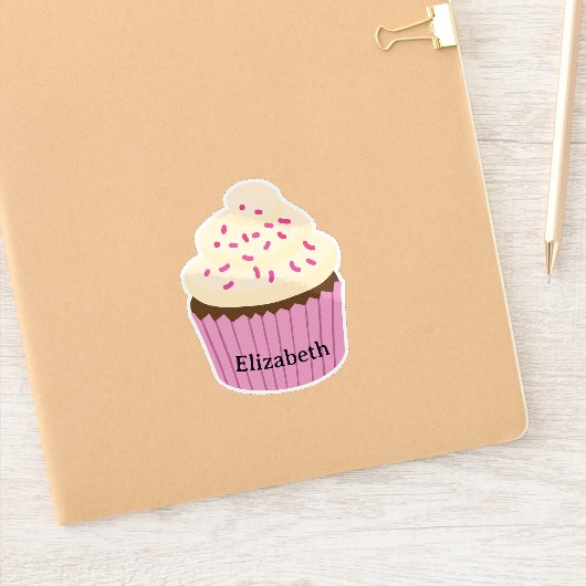 Personalized pink cupcake Sticker / Label シール (ノートブック)