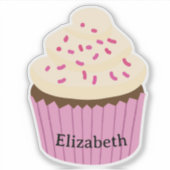 Personalized pink cupcake Sticker / Label シール (正面)