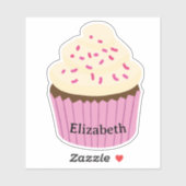 Personalized pink cupcake Sticker / Label シール (シート)