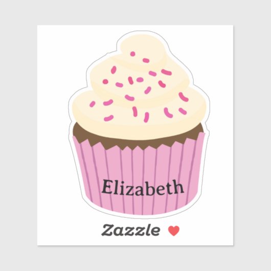 Personalized pink cupcake Sticker / Label シール (シート)