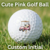 Personalized Pink Cute Golf Cart Initial Golf Ball ゴルフボール