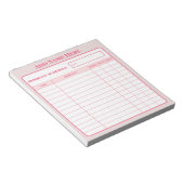 Personalized Pink Daily Workout Schedule Notepad ノートパッド (アングル)