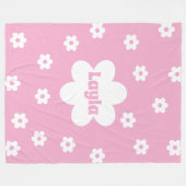 Personalized Pink Daisy Name Fleece Blanket フリースブランケット (正面(横))