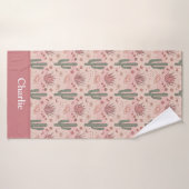 Personalized Pink Desert Cactus バスタオル (バスタオル)