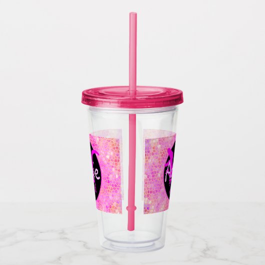 Personalized Pink Dinosaur Hide アクリルタンブラー (右)