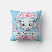 Personalized Pink Elephant Throw Pillow クッション (正面)