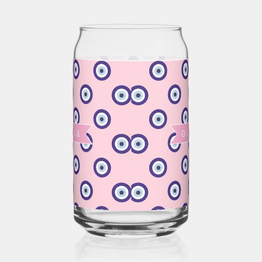 Personalized Pink Evil Eye Pattern Gifts With Name ガラス缶 (左)