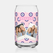 Personalized Pink Evil Eye Pattern Gifts With Name ガラス缶 (正面)
