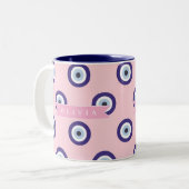 Personalized Pink Evil Eye Pattern Gifts With Name ツートーンマグカップ (正面左)