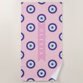 Personalized Pink Evil Eye Pattern Gifts With Name ビーチタオル (正面)