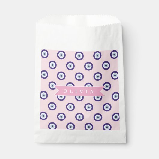 Personalized Pink Evil Eye Pattern Gifts With Name フェイバーバッグ (正面)