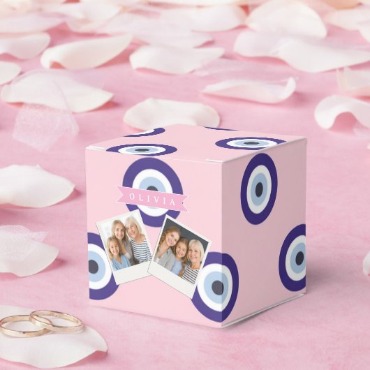 Personalized Pink Evil Eye Pattern Gifts With Name フェイバーボックス (ウェディング)