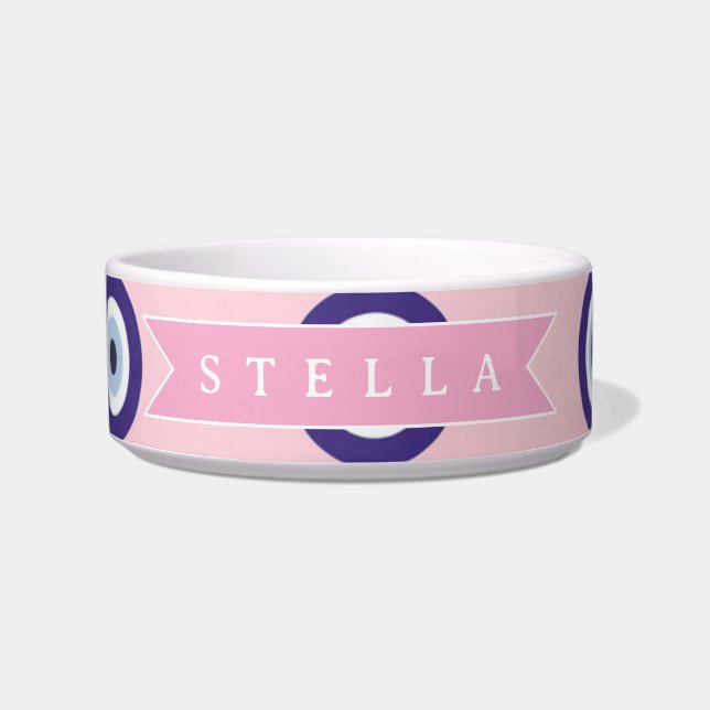 Personalized Pink Evil Eye Pattern Gifts With Name ボウル (正面)