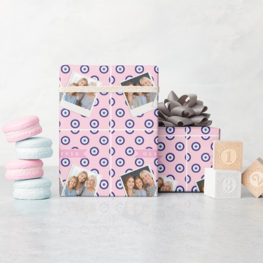 Personalized Pink Evil Eye Pattern Gifts With Name ラッピングペーパー (ベビーシャワー)